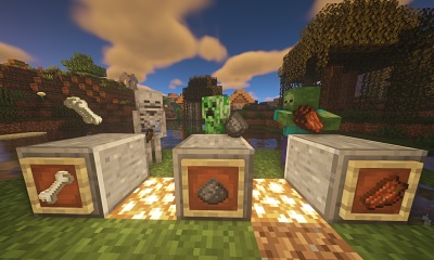 esqueleto, creeper y zombie en minecraft