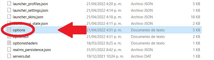 opções da pasta minecraft java