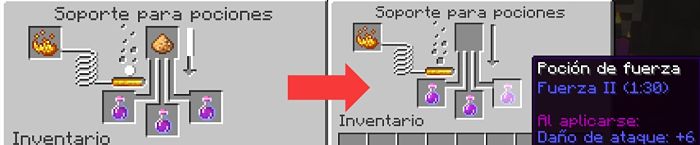 como hacer pociones de fuerza 2 en minecraft