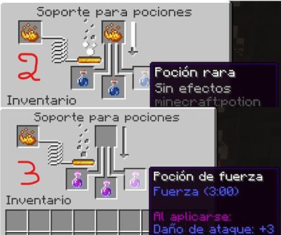 crafteo pocion de fuerza en minecraft