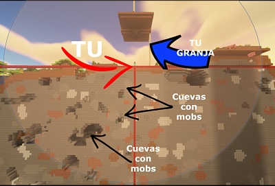 granja de mobs y cuevas en minecraft
