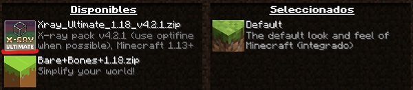 como poner texturas x ray minecraft